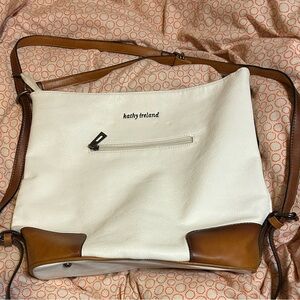 Kathy Ireland Cream and Tan Shoulder Bag